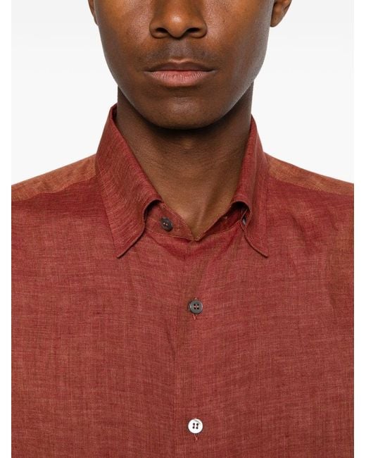 Brioni Red Linen Shirt for men