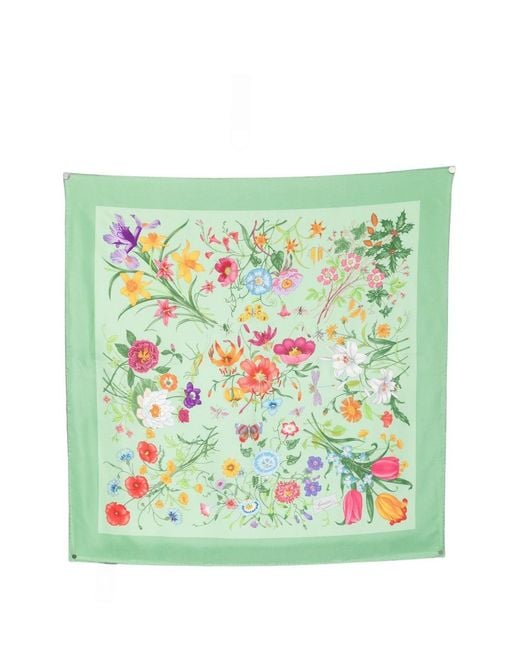 Gucci Green Printed Silk Foulard