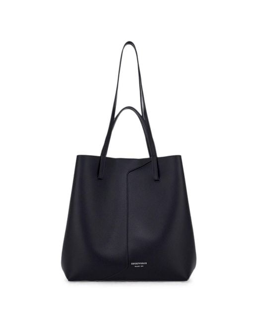 Emporio Armani Blue Medium Leather Tote Bag