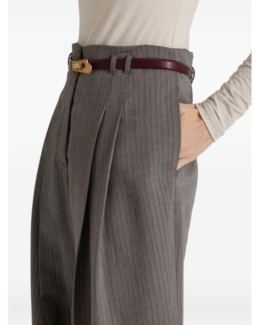 Alberta Ferretti Gray Wool Blend Tailoring Trousers