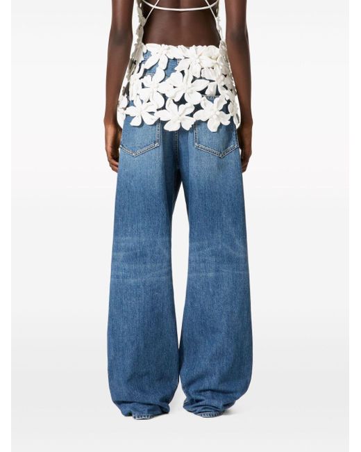 Valentino Blue Wide-leg Denim Cotton Jeans
