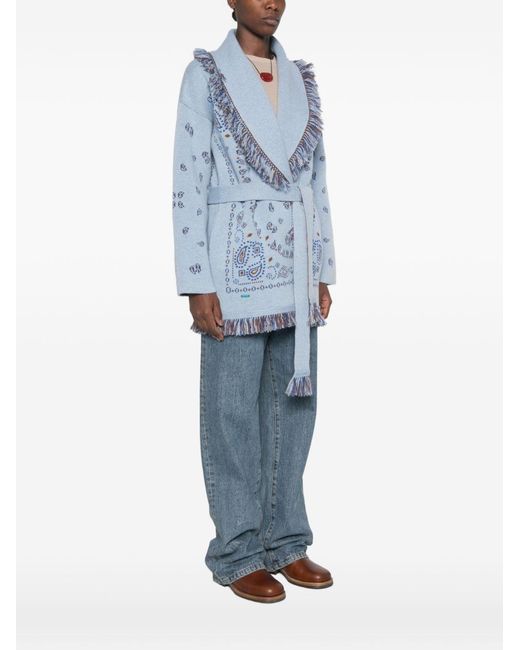 Alanui Blue Bandana Cashmere Cardigan