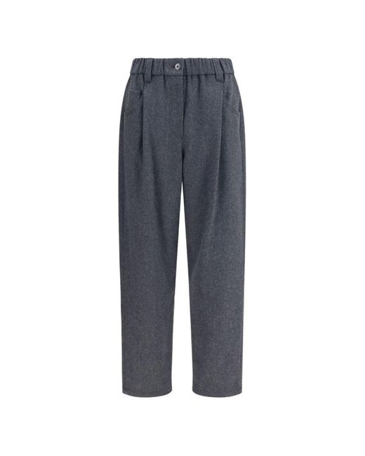 Brunello Cucinelli Blue Wool Blend Trousers