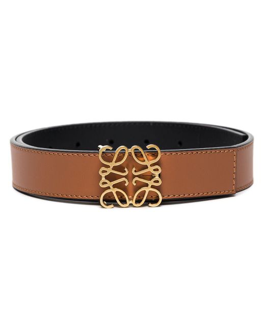 Loewe Brown Anagram Reversible Leather Belt