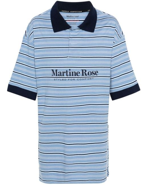Martine Rose Blue Cotton Polo Shirt for men