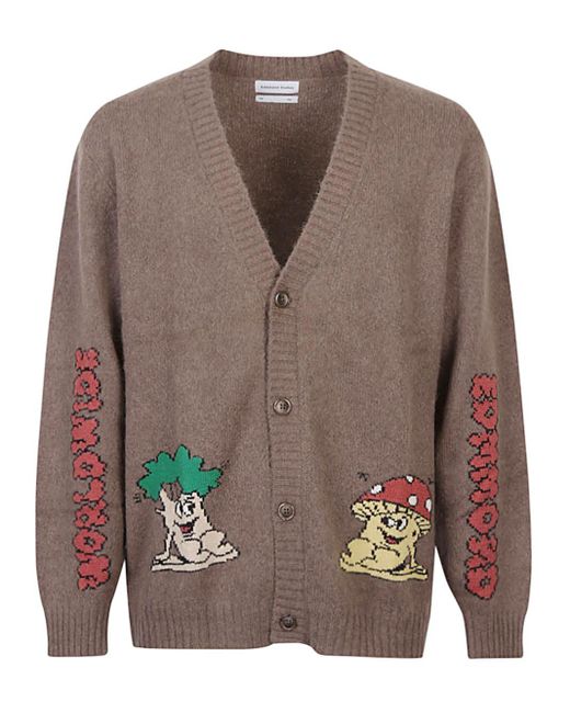 Edmmond Studios Brown Wool Blend V-Necked Cardigan for men