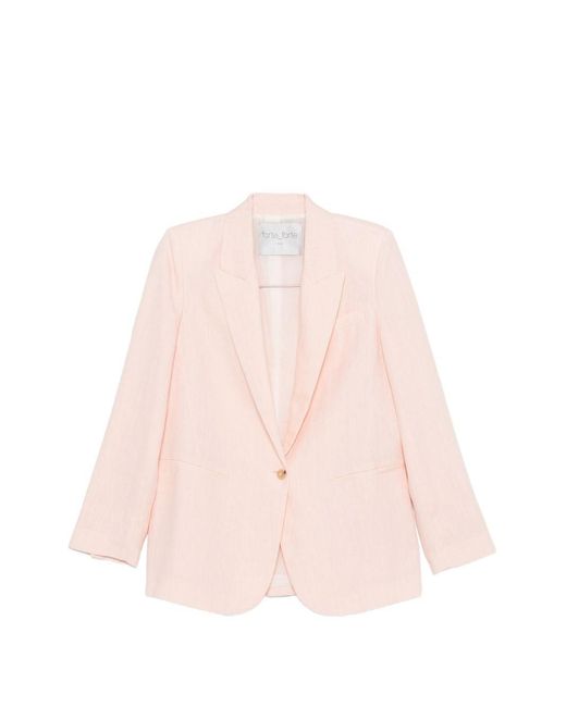 Forte_forte Pink Linen Single-Breasted Jacket