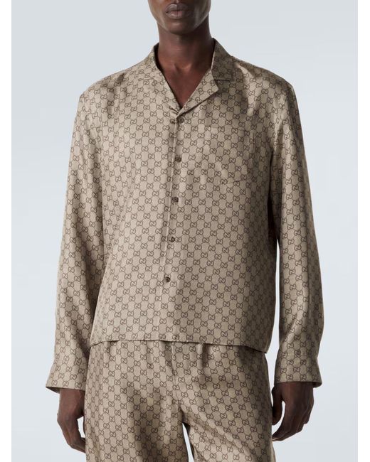 Camicia Bowling di Gucci in Brown da Uomo