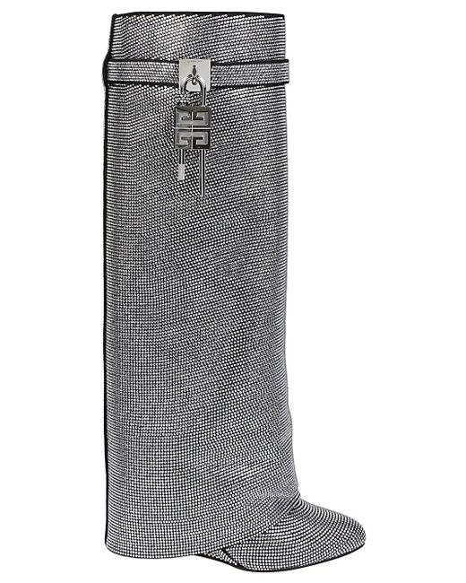 Givenchy Gray Shark Lock Rhinestones-embellished Boots