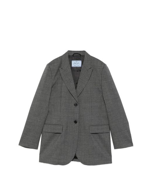 Prada Gray Wool Single-Breasted Jacket