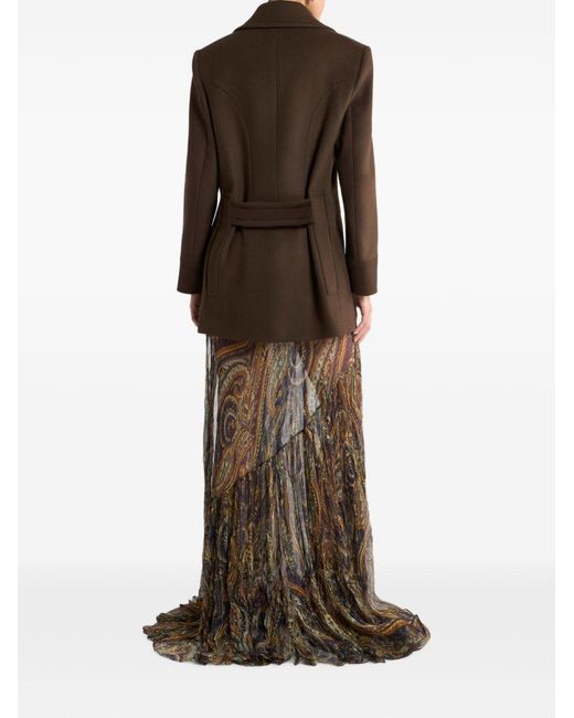Etro Brown Wool Double-Breasted Jacket