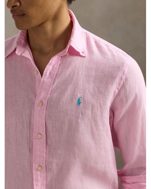 Polo Ralph Lauren Pink Linen Shirt for men