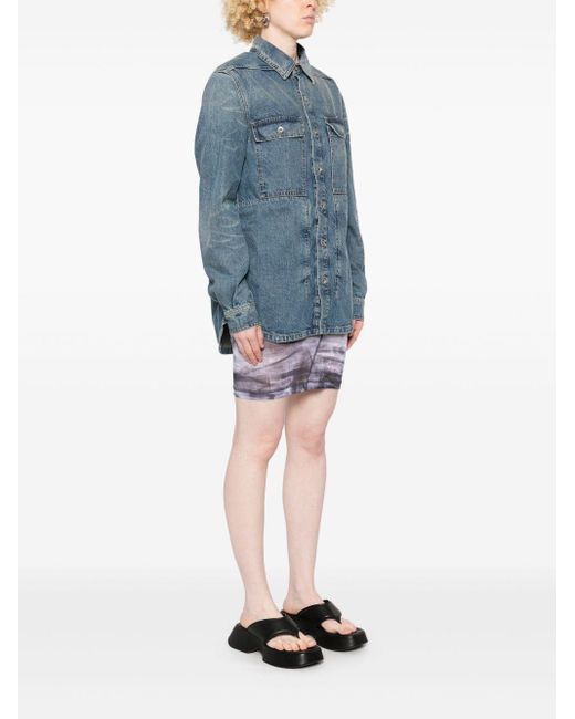 Giacca-Camicia Denim di Rick Owens in Blue