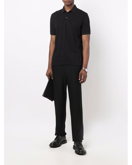 Giorgio Armani Black Piquet Cotton Polo Shirt for men