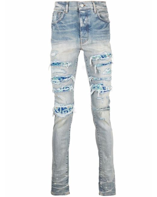 Amiri Blue Pj Thrasher Skinny Jeans for men