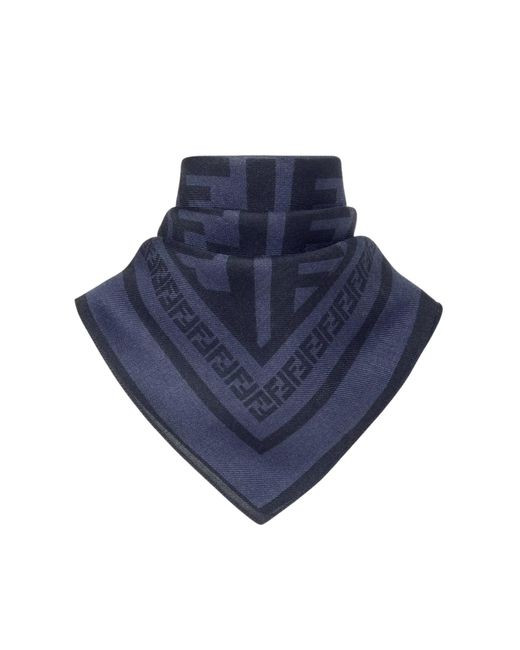 Fendi Blue Silk And Wool Bandana for men