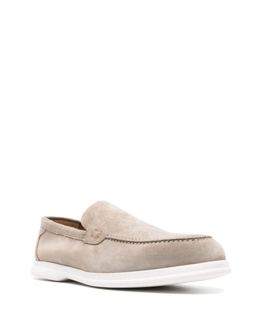 Doucal's White Round-toe Suede Loafers for men