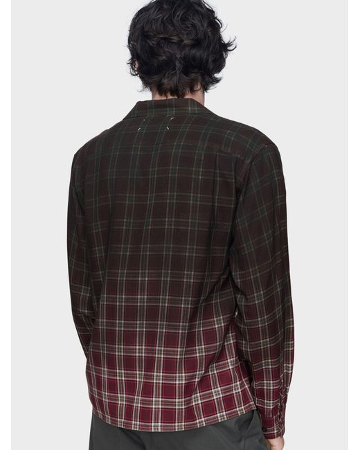 Maison Margiela Black Checked Shirt With A Faded Effect for men
