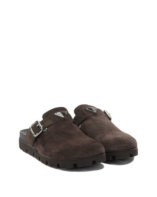 Prada Brown Suede Leather Slippers for men