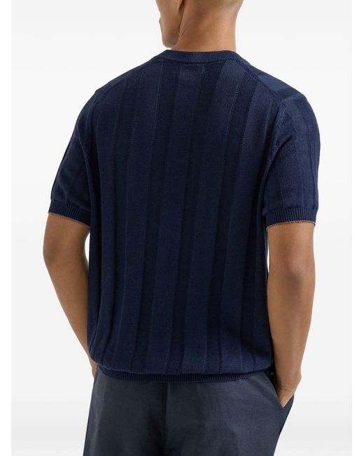 Brunello Cucinelli Blue Linen And Cotton Blend Turtle-Neck Sweater for men