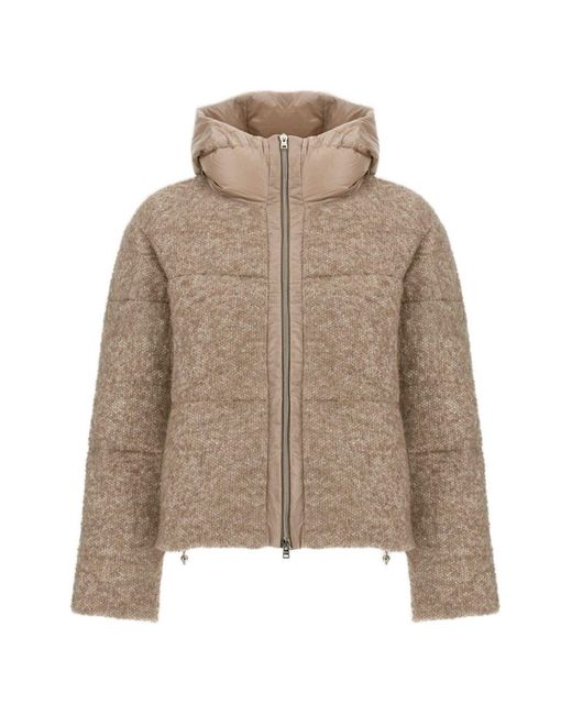 Herno Brown Bouclé Short Down Jacket