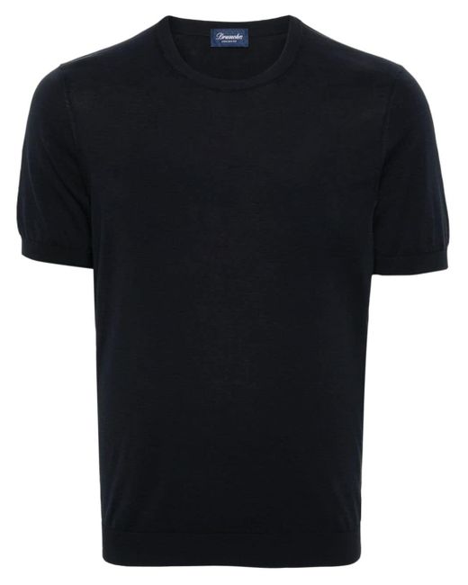 Drumohr Black Knitted Cotton T-shirt for men
