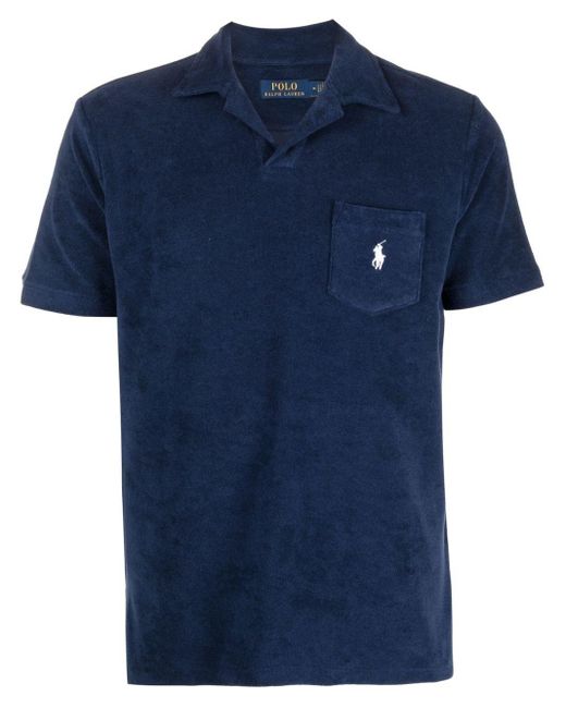 Polo Ralph Lauren Blue Terry Polo Shirt for men