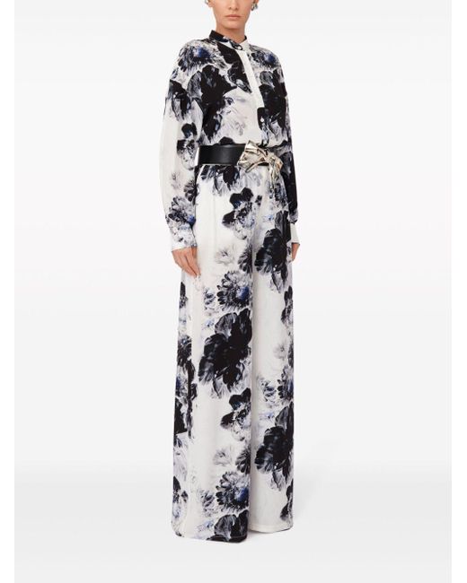 Alexander McQueen White Floral Trousers