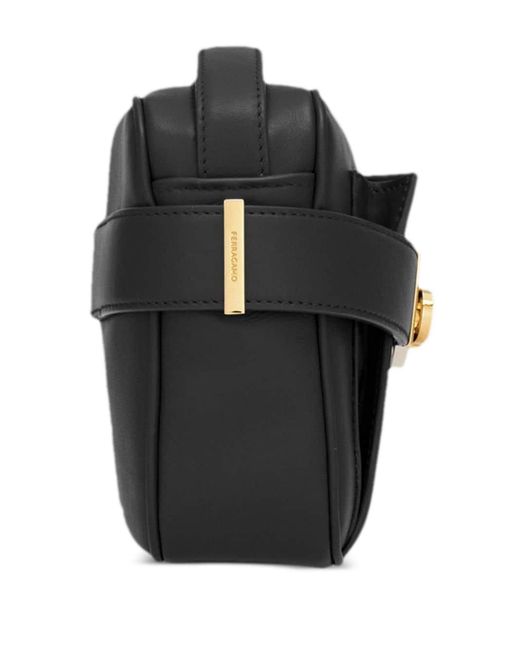 Ferragamo Black Gancini-buckle Leather Crossbody Bag