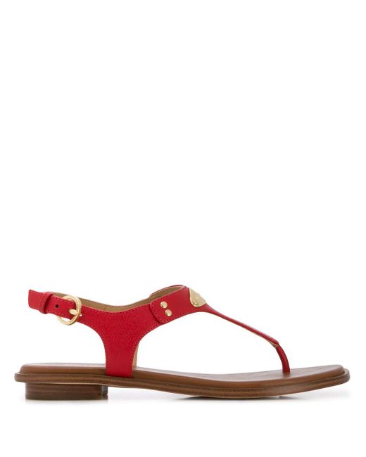 MICHAEL Michael Kors Red Logo Plaque Flat Sandals