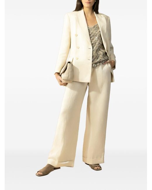 Brunello Cucinelli Natural Linen Double-Breasted Jacket