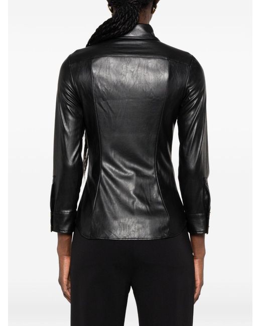 Elisabetta Franchi Black Faux Leather Shirt