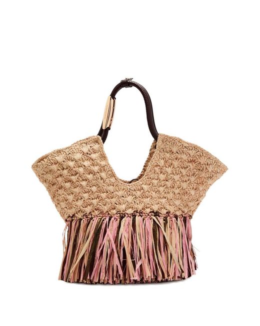 Zimmermann Pink Goldentime Rafia Tote