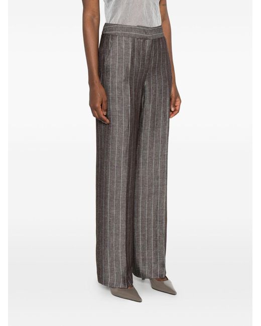 Via Masini 80 Gray Pinstriped Trousers