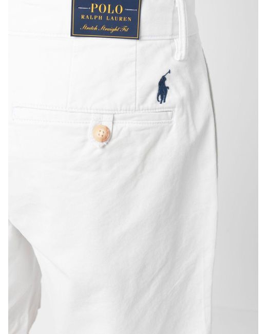Polo Ralph Lauren White Embroidered Bermuda Shorts for men