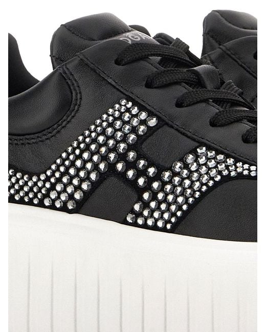 Hogan Black H-Stripes Leather Sneakers