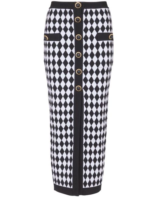 Balmain White Buttoned Midi Skirt