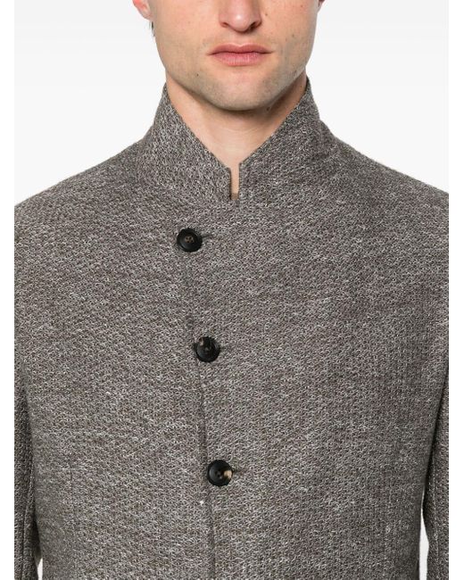 Emporio Armani Gray Knitted Single-breasted Jacket for men