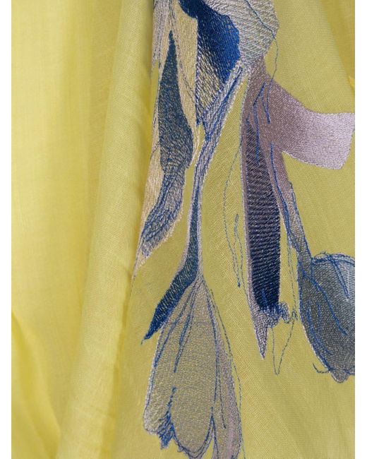 Paul Smith Yellow Floral-embroidered Wool Scarf