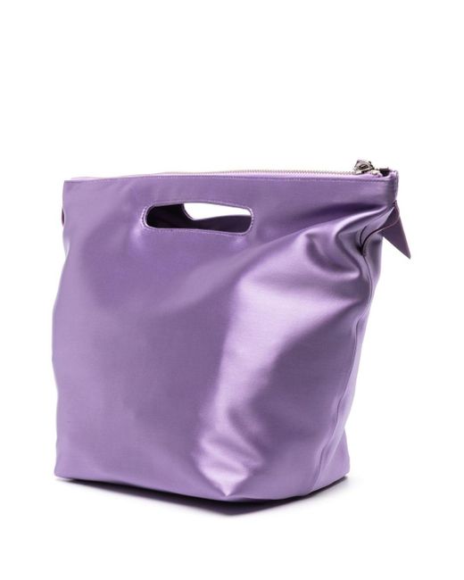 The Attico Purple Logo-Plaque Satin-Finish Tote Bag