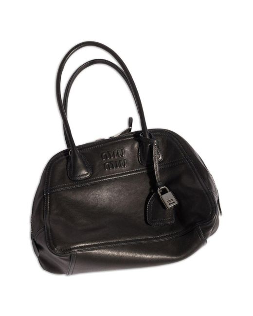 Miu Miu Black Vivant Nappa Leather Bag