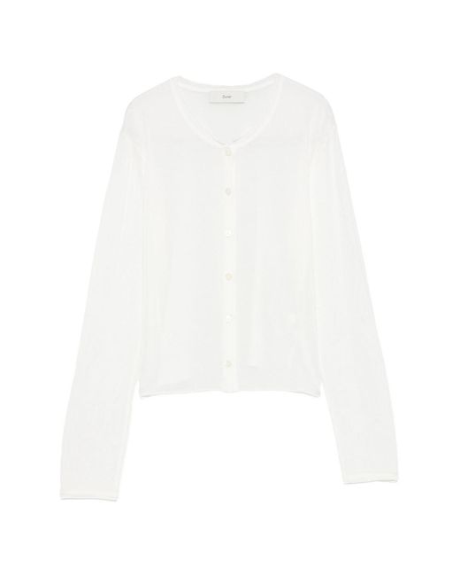 DUNST White Cotton Blend Cardigan