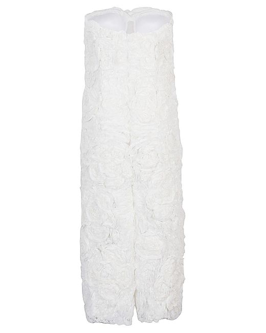 Ermanno Scervino White Rose-shaped Decoration Midi Dress