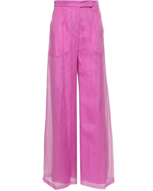Max Mara Pink Wide-leg Silk Trousers