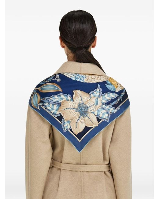 Ferragamo Blue Printed Silk Foulard