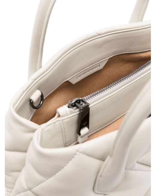 Emporio Armani White Quilted Shopping Bag
