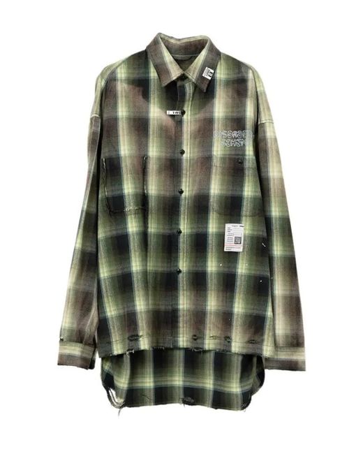 Maison Mihara Yasuhiro Green Oversized Check Shirt With Distressed Detailing for men