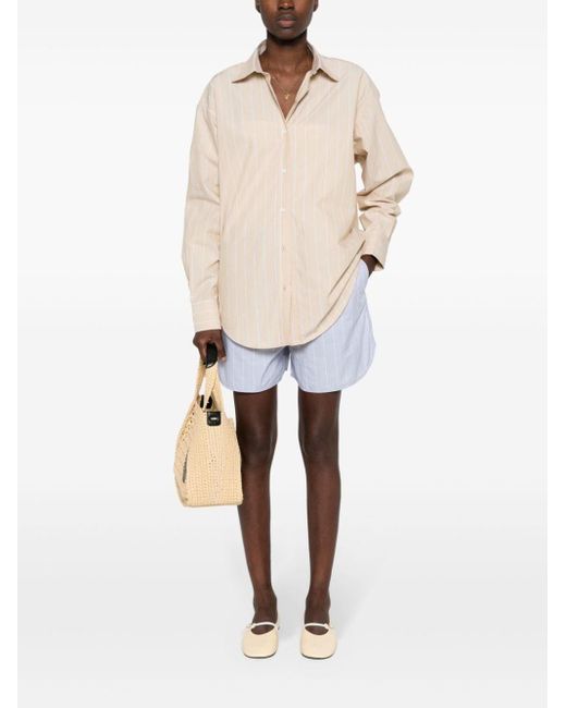 Filippa K White Striped Drawstring Shorts