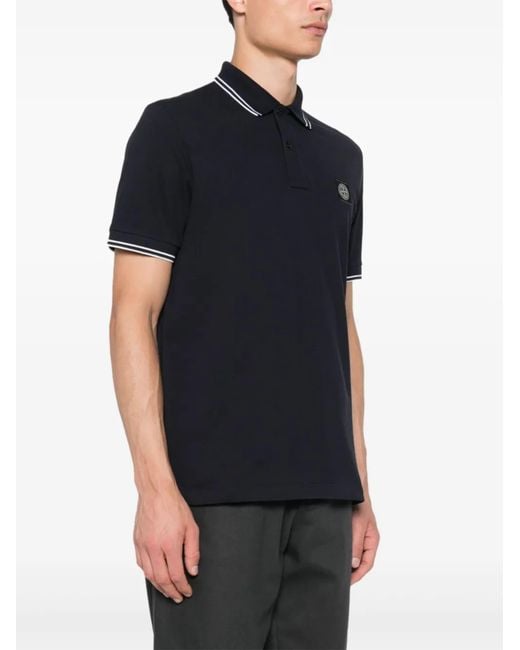 Stone Island Black Cotton Polo Shirt for men