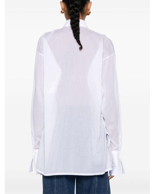 Ermanno Scervino White Pleat-detail Cotton Shirt